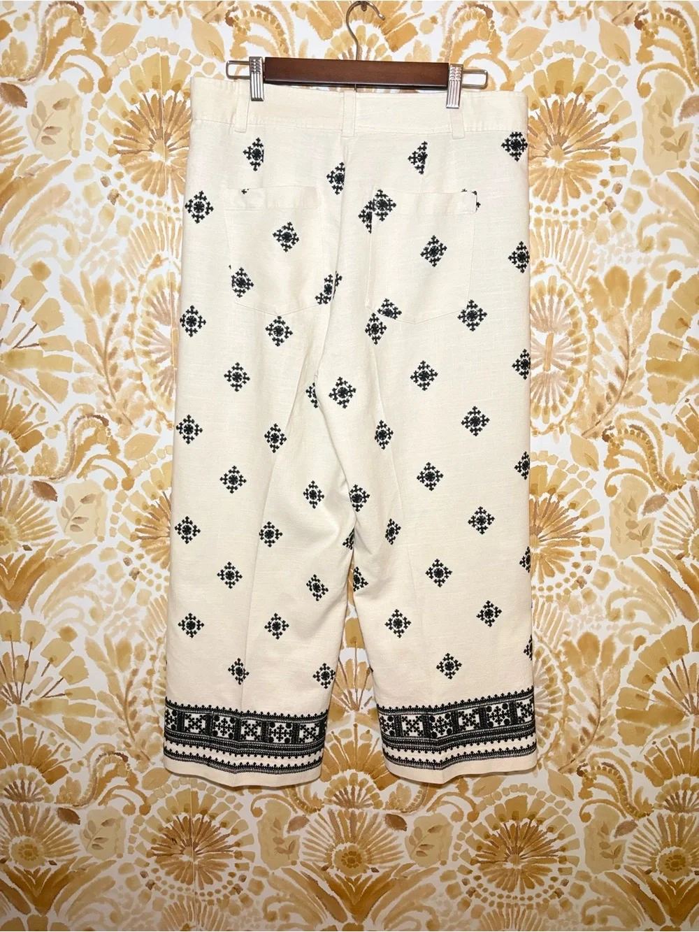✨ Zara Embroidered Wide Leg Pants | Coastal Boho Resort Linen Blend Trousers |